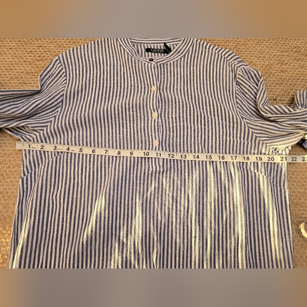 Ralph Lauren 14 Cotton Gauze Beachy Embroidered Striped Tunic Dress - Picture 7 of 7